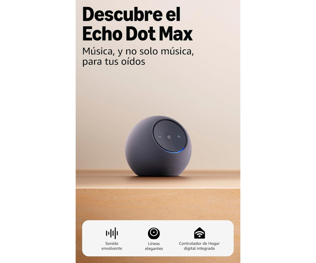 AMAZON ECHO DOT MAX GRAFITO / ALTAVOZ ALEXA CON SONIDO ENVOLVENTE Y CONTROLADOR DE HOGAR DIGITAL INTEGRADO - detalle
