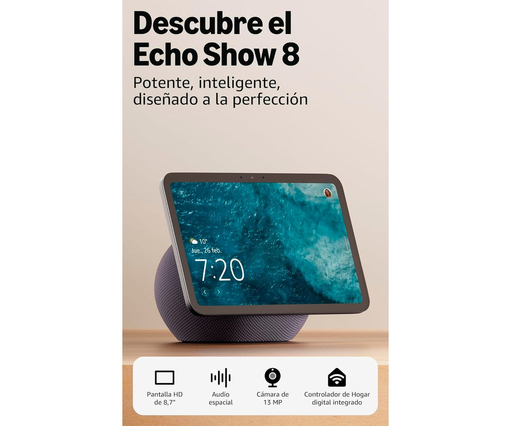 AMAZON ECHO SHOW 8 (ÚLTIMA GENERACIÓN) GRAFITO / PANTALLA HD DE 8,7" CON AUDIO ESPACIAL Y ALEXA - detalle