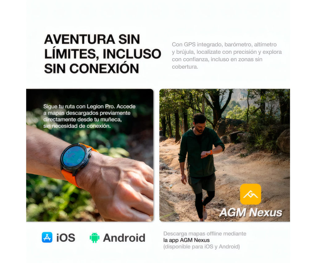 AGM LEGION PRO BLACK / SMARTWATCH 1.43" / GPS - detalle