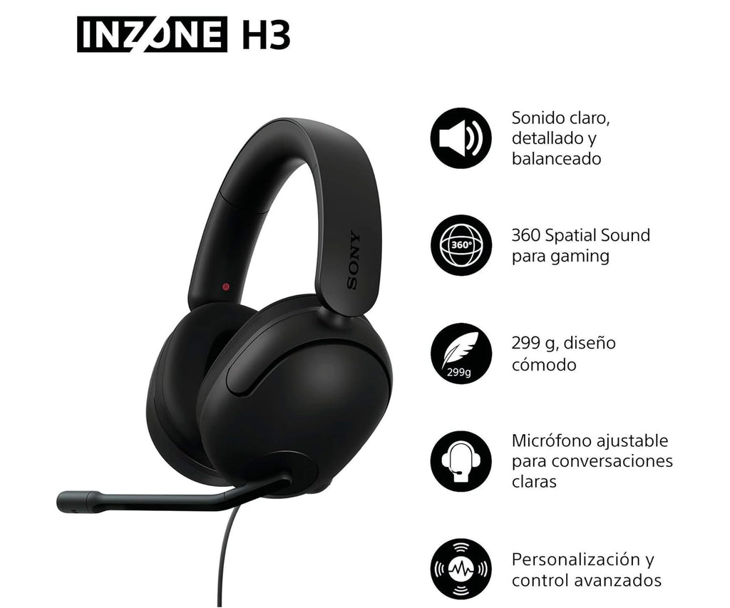 SONY INZONE H3 BLACK / AURICULARES PARA GAMING CON CABLE - detalle