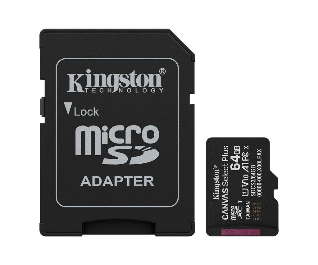 KINGSTON CANVAS SELECT PLUS 64GB NEGRO/ TARJETA DE MEMORIA MICROSD CANVAS SELECT PLUS, CATEGORÍA 10 UHS-I