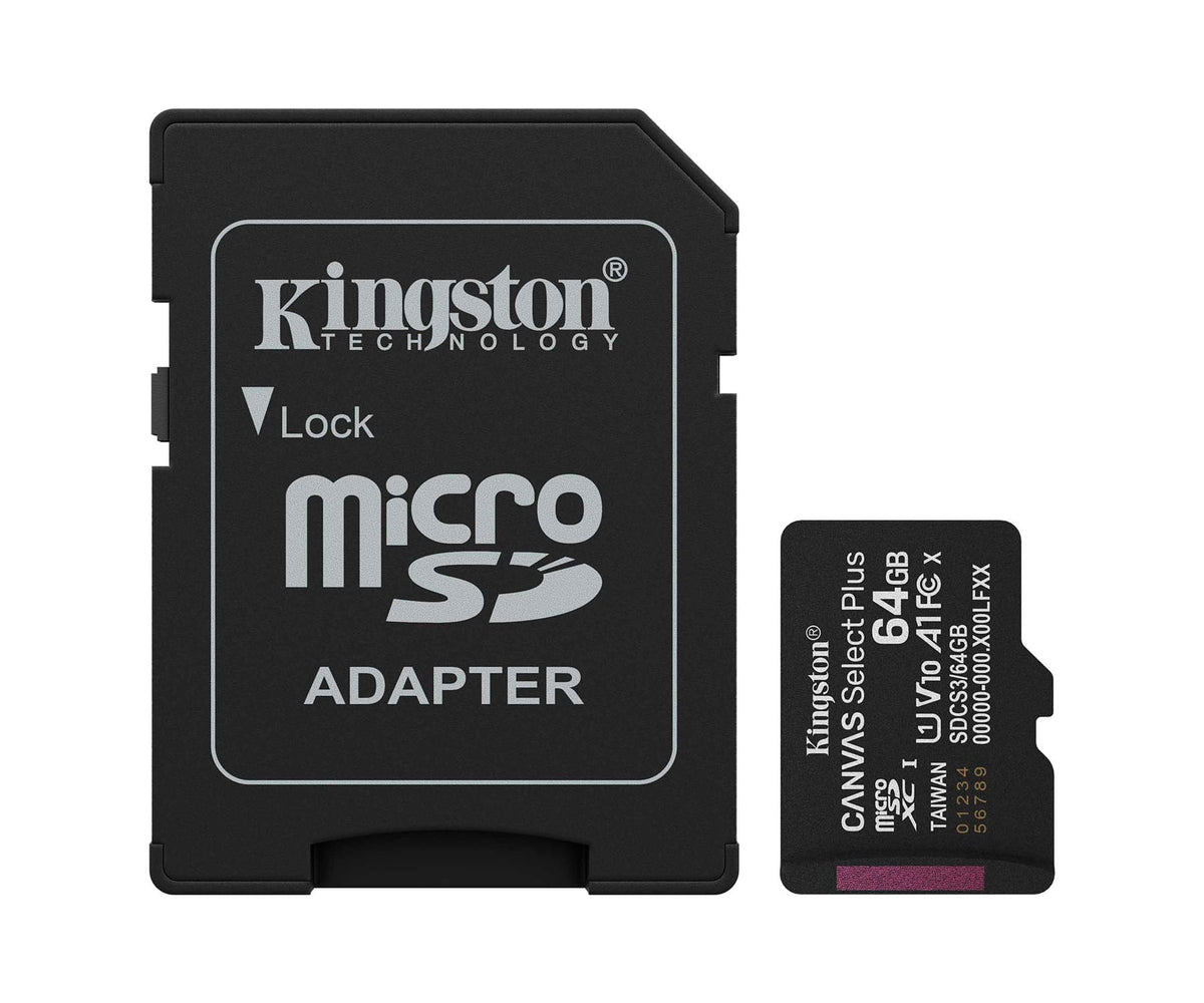 KINGSTON CANVAS SELECT PLUS 64GB NEGRO/ TARJETA DE MEMORIA MICROSD CANVAS SELECT PLUS, CATEGORÍA 10 UHS-I