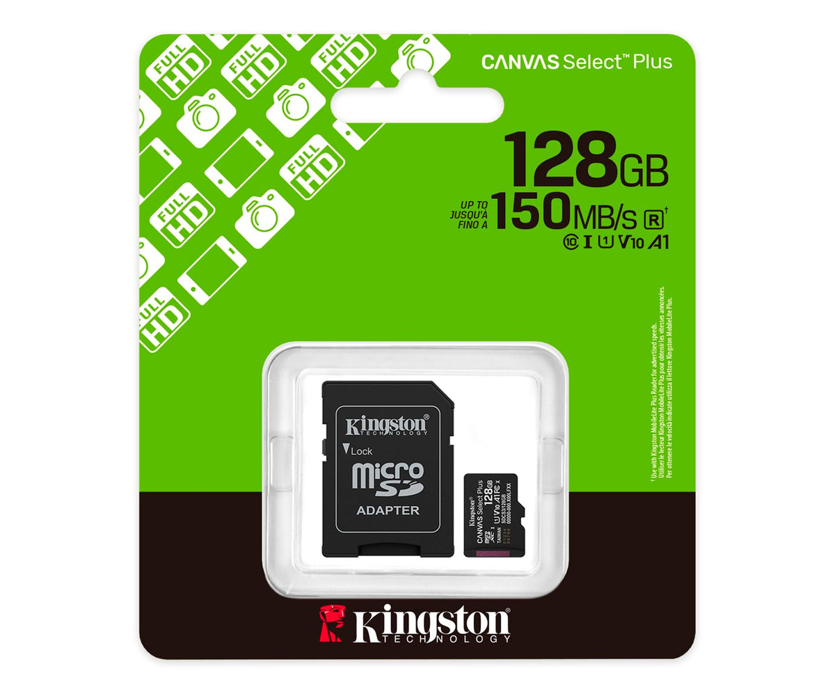 KINGSTON CANVAS SELECT PLUS 128GB NEGRO/ TARJETA DE MEMORIA MICROSD CANVAS SELECT PLUS, CATEGORÍA 10 UHS-I - detalle
