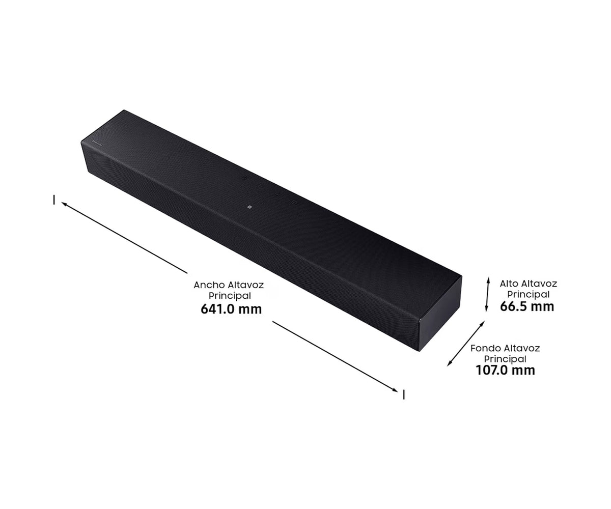 SAMSUNG HW-B400F TITAN BLACK / BARRA DE SONIDO B400F SERIE B 2.0 CON WOOFER Y DOLBY 2.0 2025 - detalle