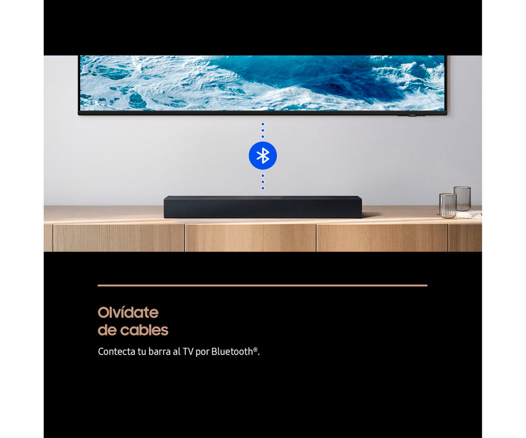 SAMSUNG HW-B400F TITAN BLACK / BARRA DE SONIDO B400F SERIE B 2.0 CON WOOFER Y DOLBY 2.0 2025 - detalle