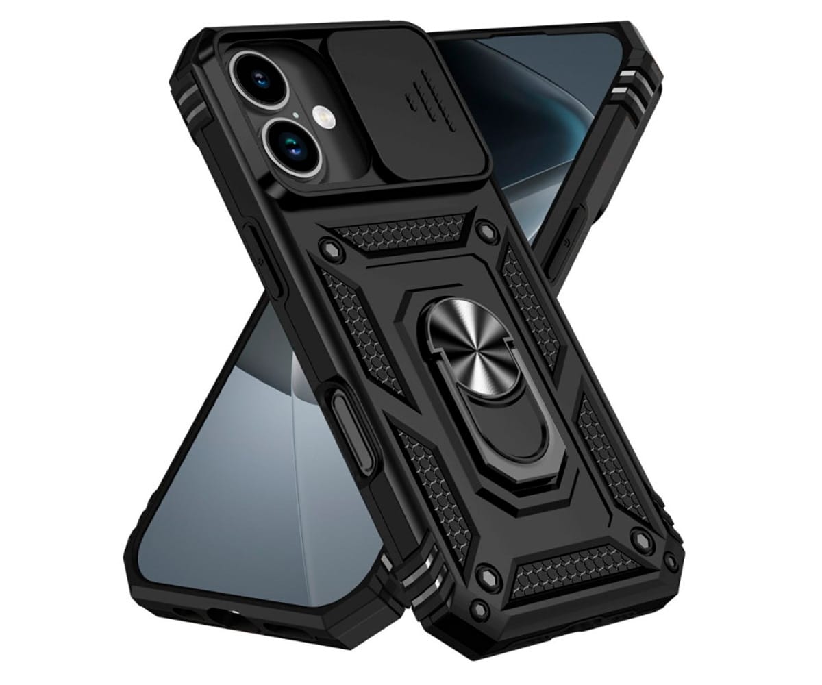 JC TRASERA CON ANILLO DE SOPORTE + PROTECTOR DE CÁMARA NEGRO / APPLE IPHONE 17