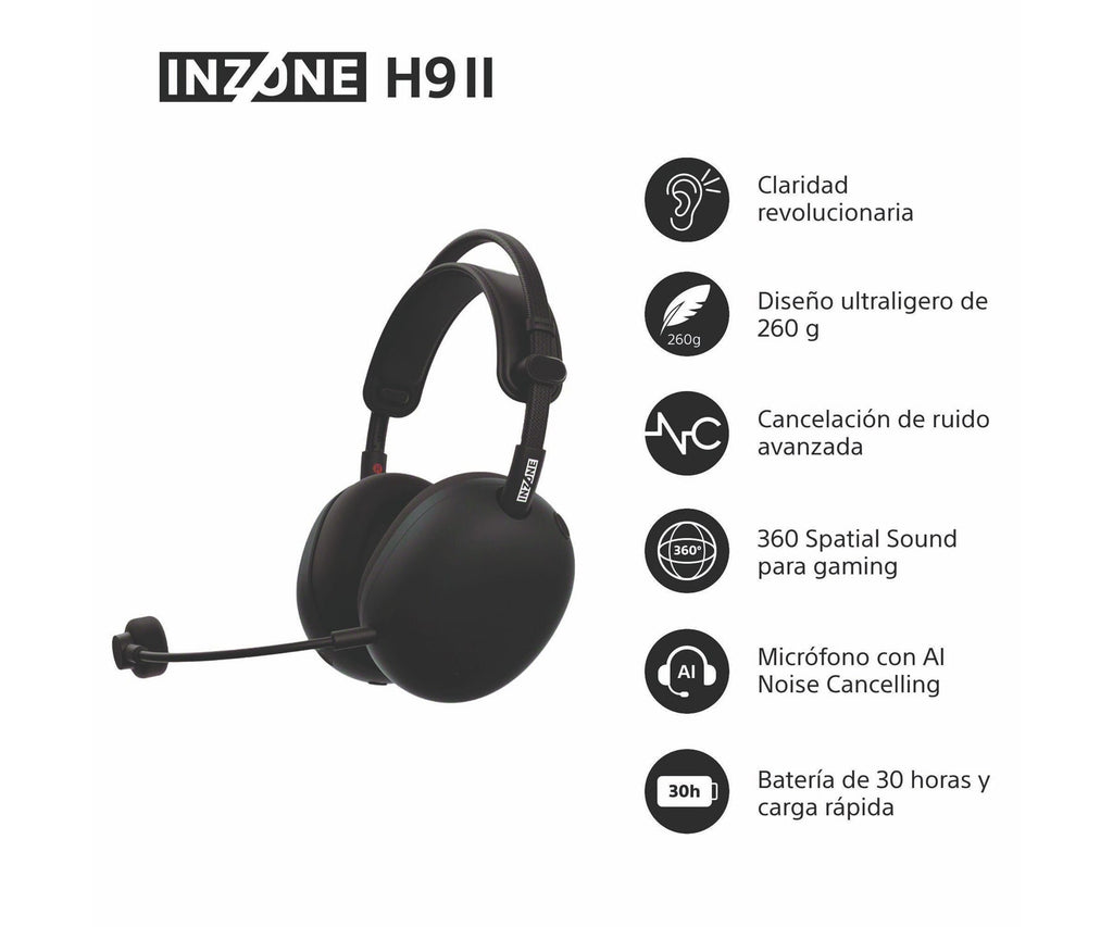 SONY INZONE H9 II NEGRO / AURICULARES INALÁMBRICOS PARA GAMING CON NOISE CANCELLING - detalle