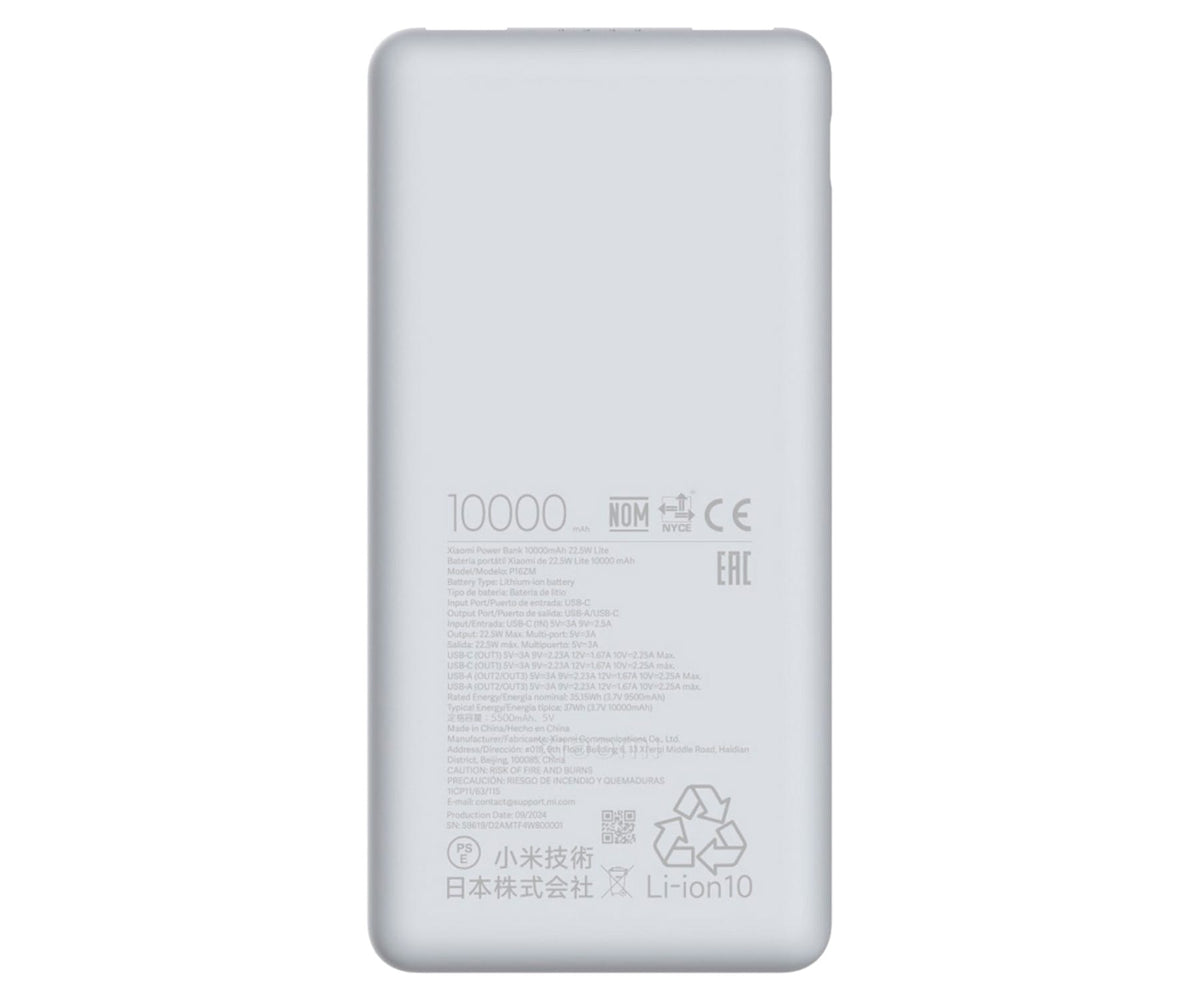 XIAOMI POWER BANK 10000MAH 22W LITE BLANCO / BATERÍA PORTÁTIL 10000MAH - detalle