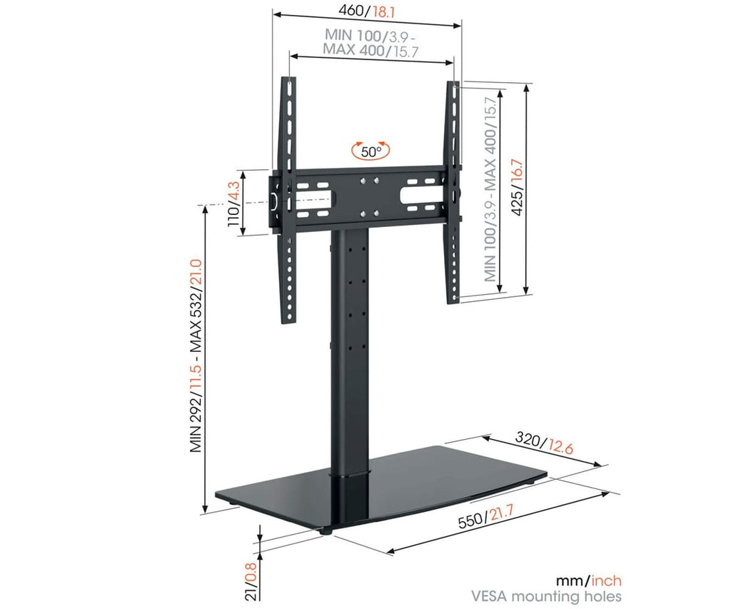 VOGEL'S MS3085 NEGRO / SOPORTE SOBREMESA PARA TV DE 32" A 65" - detalle