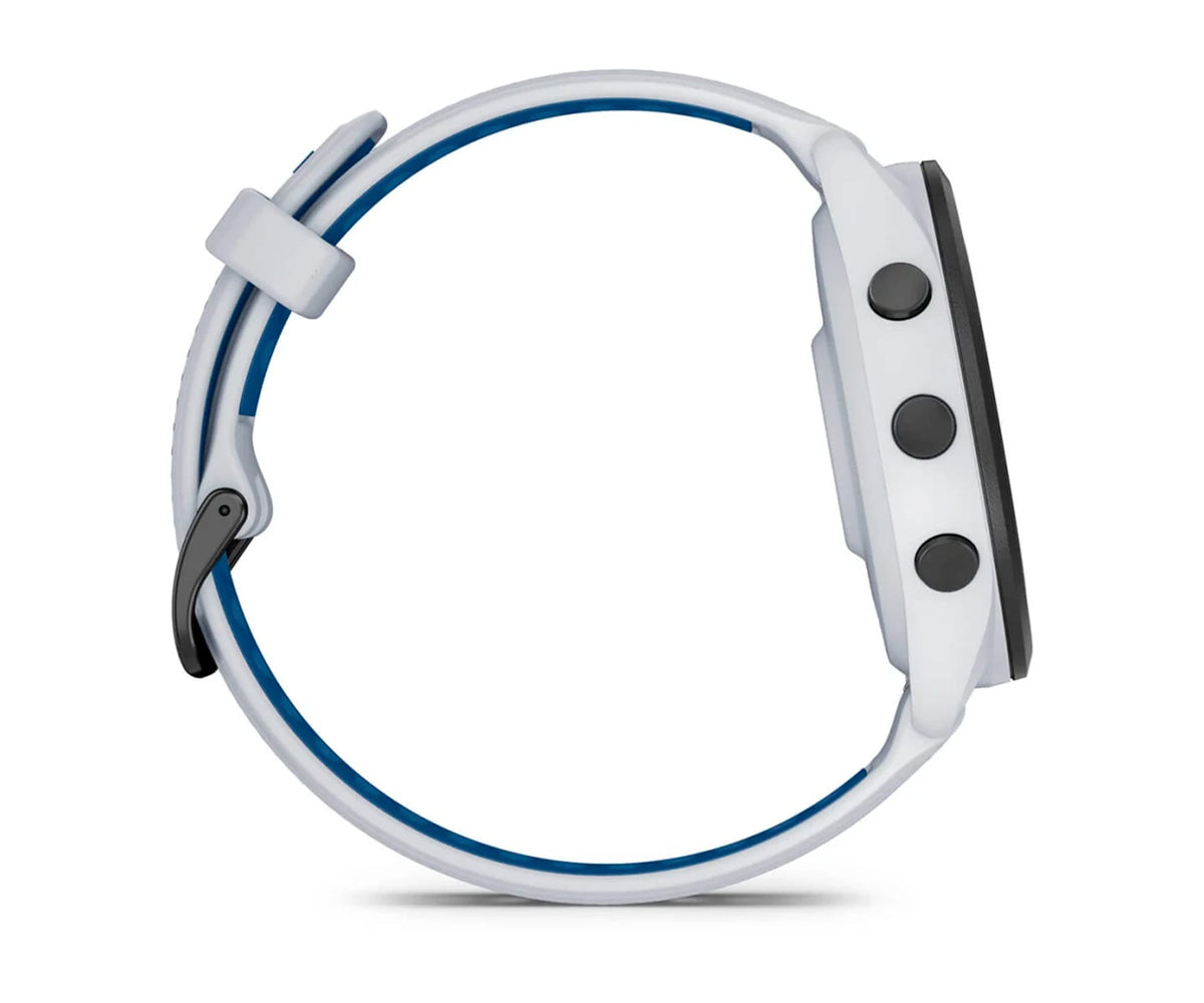 GARMIN FORERUNNER® 265 NEGRO CON CARCASA EN BLANCO Y CORREA DE SILICONA EN BLANCO/AZUL / SMARTWATCH 46MM - detalle