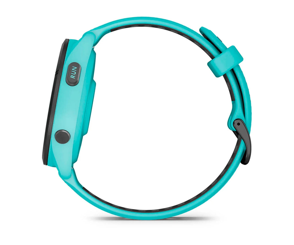 GARMIN FORERUNNER® 265 NEGRO CON CARCASA EN TURQUESA Y CORREA DE SILICONA EN TURQUESA/NEGRO / SMARTWATCH 46MM - detalle