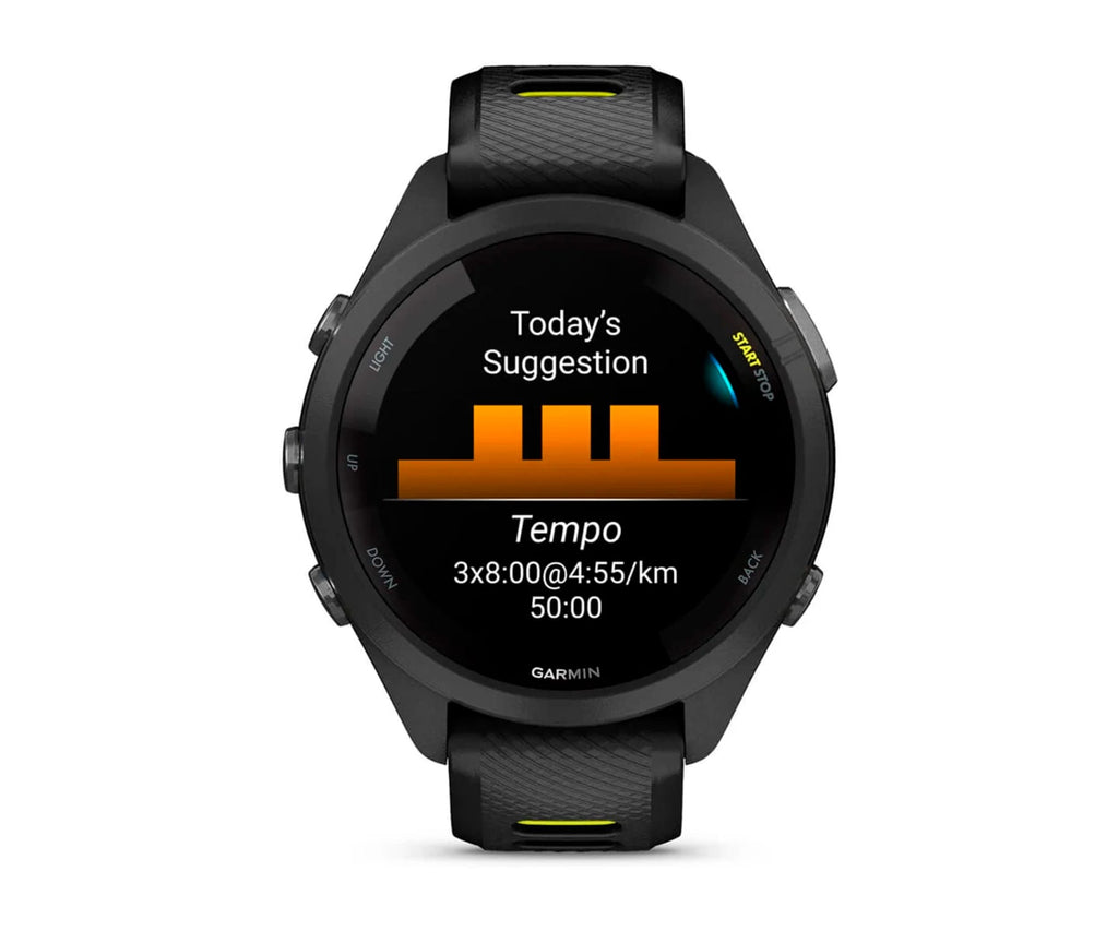 GARMIN FORERUNNER® 265S NEGRO CON CORREA DE SILICONA EN NEGRO/AMARILLO / SMARTWATCH 42MM - detalle