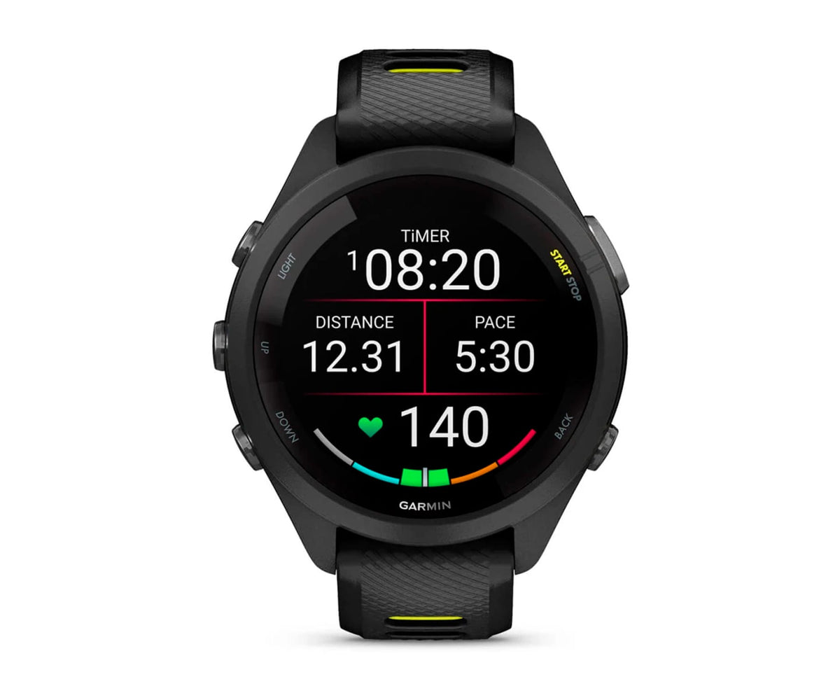 GARMIN FORERUNNER® 265S NEGRO CON CORREA DE SILICONA EN NEGRO/AMARILLO / SMARTWATCH 42MM - detalle