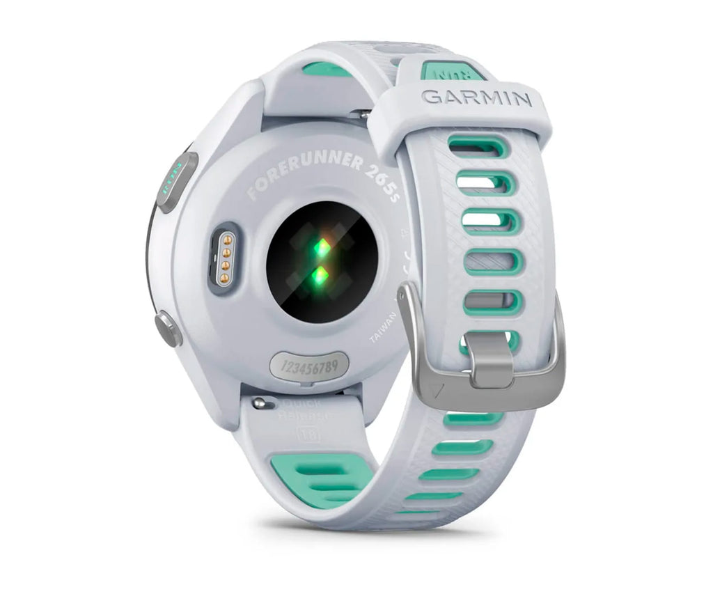 GARMIN FORERUNNER® 265S NEGRO CON CARCASA EN BLANCO Y CORREA DE SILICONA EN BLANCO/VERDE / SMARTWATCH 42MM - detalle