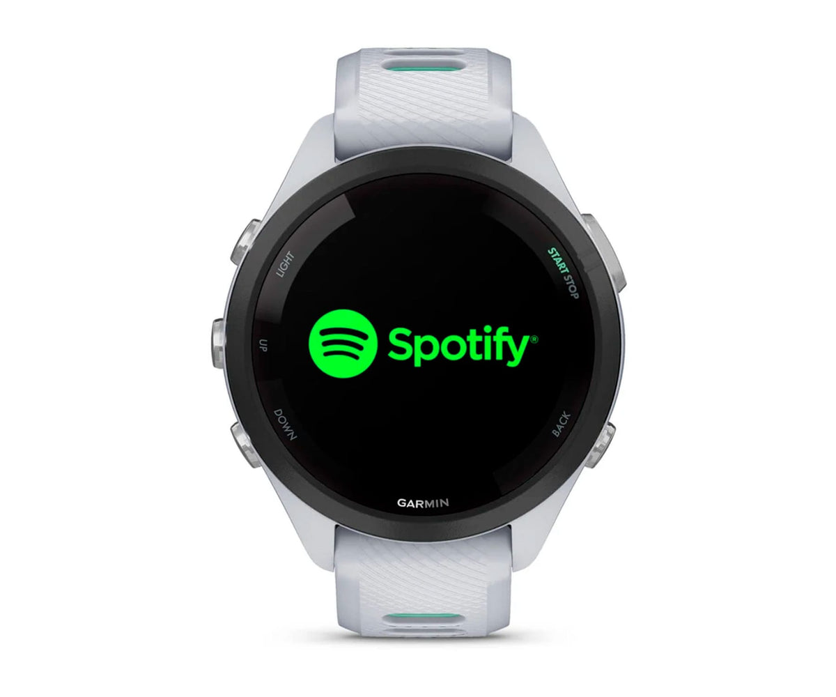 GARMIN FORERUNNER® 265S NEGRO CON CARCASA EN BLANCO Y CORREA DE SILICONA EN BLANCO/VERDE / SMARTWATCH 42MM - detalle