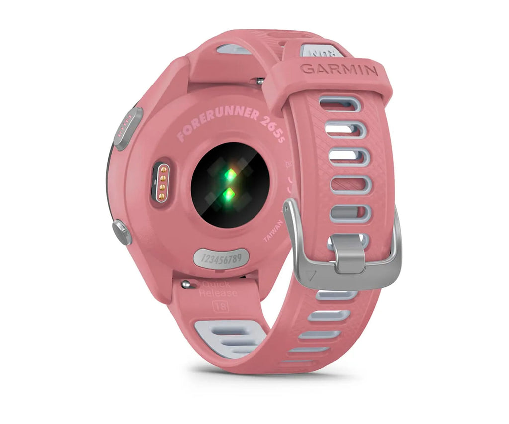GARMIN FORERUNNER® 265S NEGRO CON CARCASA EN ROSA Y CORREA DE SILICONA EN ROSA/GRIS / SMARTWATCH 42MM - detalle