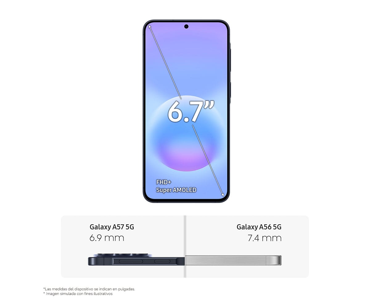 SAMSUNG GALAXY A57 5G DARK BLUE / 8GB + 256GB / 6,7" SUPER AMOLED PLUS FHD+ - detalle