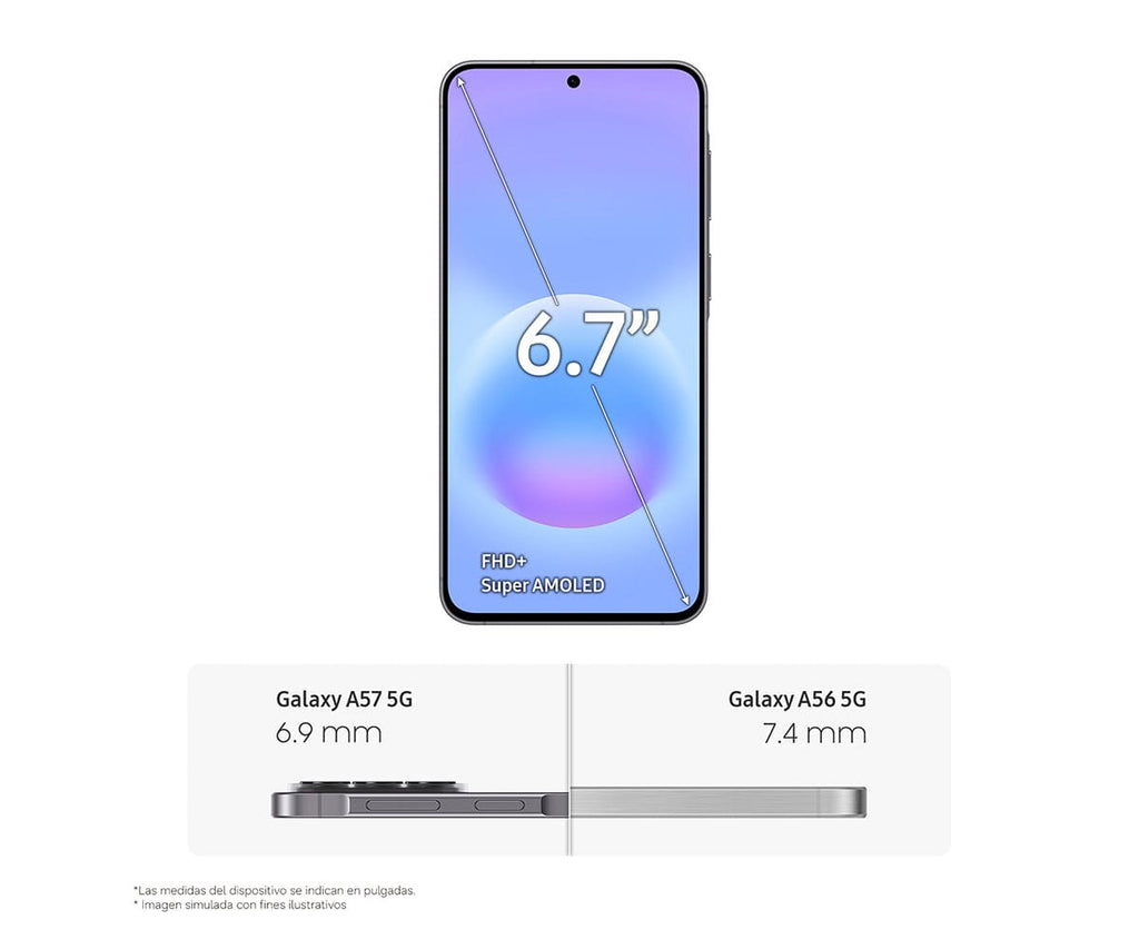SAMSUNG GALAXY A57 5G GRAY / 8GB + 256GB / 6,7" SUPER AMOLED PLUS FHD+ - detalle