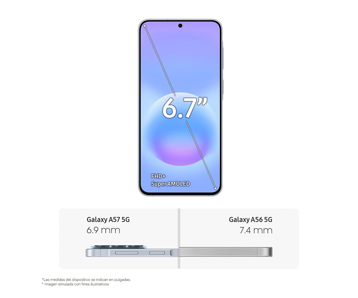 SAMSUNG GALAXY A57 5G LIGHT BLUE / 8GB + 256GB / 6,7" SUPER AMOLED PLUS FHD+ - detalle