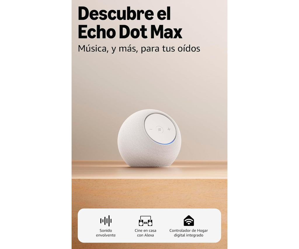 AMAZON ECHO DOT MAX BLANCO / ALTAVOZ ALEXA CON SONIDO ENVOLVENTE Y CONTROLADOR DE HOGAR DIGITAL INTEGRADO - detalle