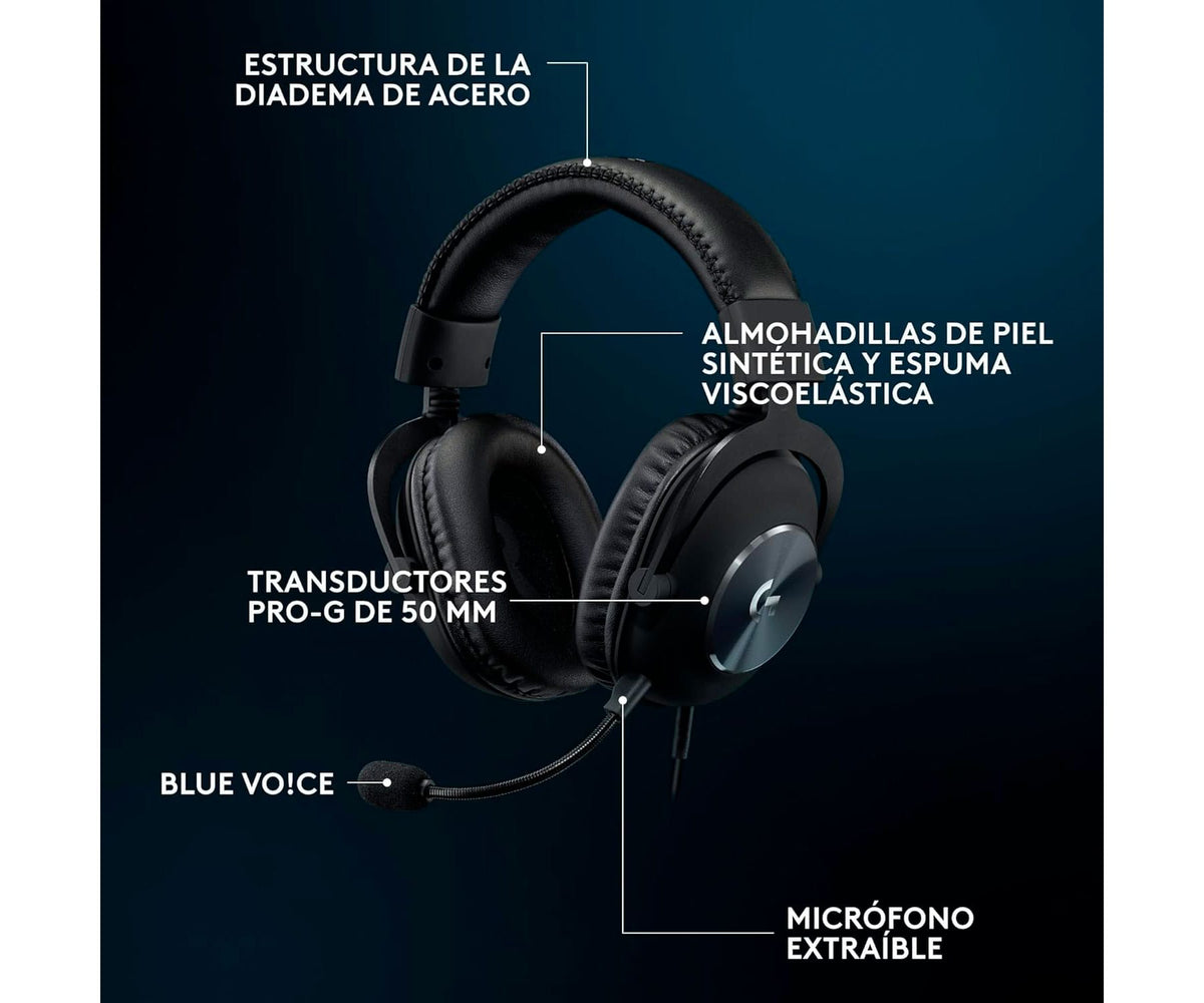 LOGITECH PRO X NEGRO / AURICULARES PARA JUEGOS 7.1 CON CABLE - detalle