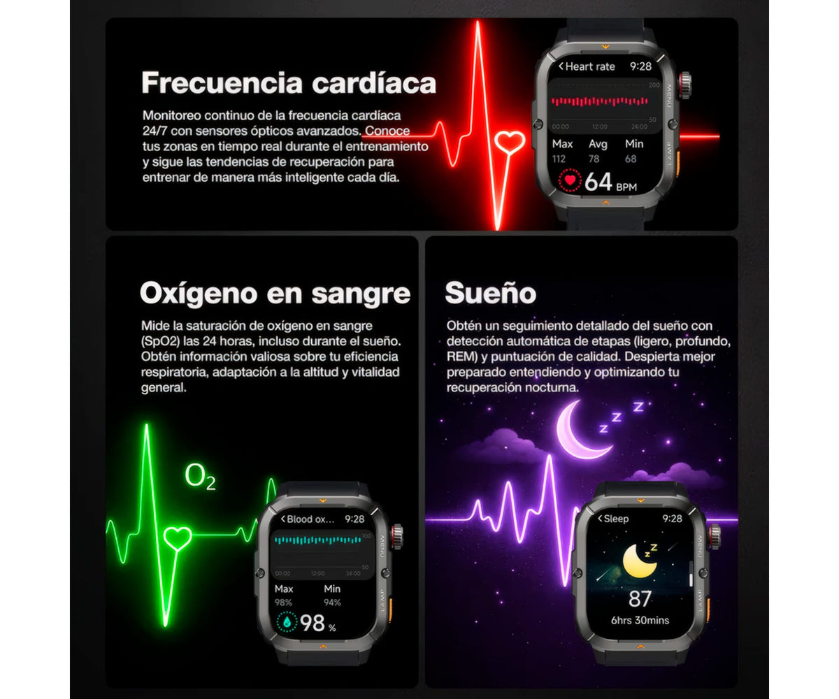 AGM LEGION 3 BLACK / SMARTWATCH 1.95" - detalle