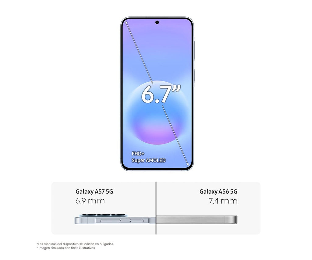 SAMSUNG GALAXY A57 5G LIGHT BLUE / 12GB + 512GB / 6,7" SUPER AMOLED PLUS FHD+ - detalle