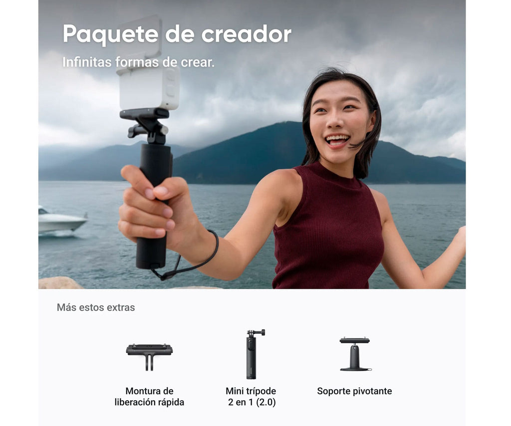 INSTA360 GO ULTRA CREATOR BUNDLE ART WHITE / VIDEOCÁMARA DEPORTIVA 4K - detalle