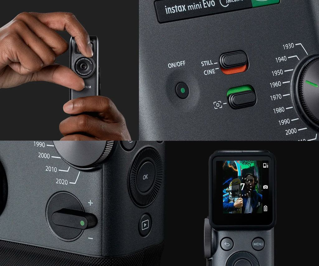 FUJIFILM INSTAX MINI EVO CINEMA BLACK / CÁMARA 3 EN 1: INSTANTÁNEA, IMPRESORA Y VÍDEO - detalle