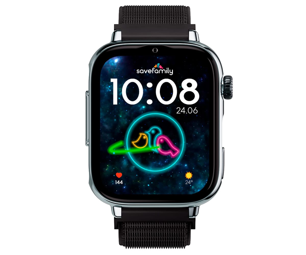 SAVEFAMILY SAVEWATCH PLUS 2 JUNIOR (+8 AÑOS) PLATA CON CORREA DE TELA BLACK NIGHT / SMARTWATCH 4G PARA NIÑOS - detalle