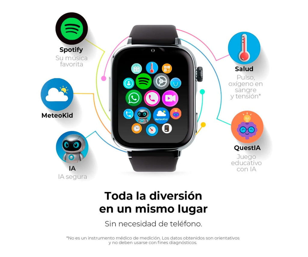 SAVEFAMILY SAVEWATCH PLUS 2 JUNIOR (+8 AÑOS) PLATA CON CORREA DE TELA TRIBECA / SMARTWATCH 4G PARA NIÑOS - detalle