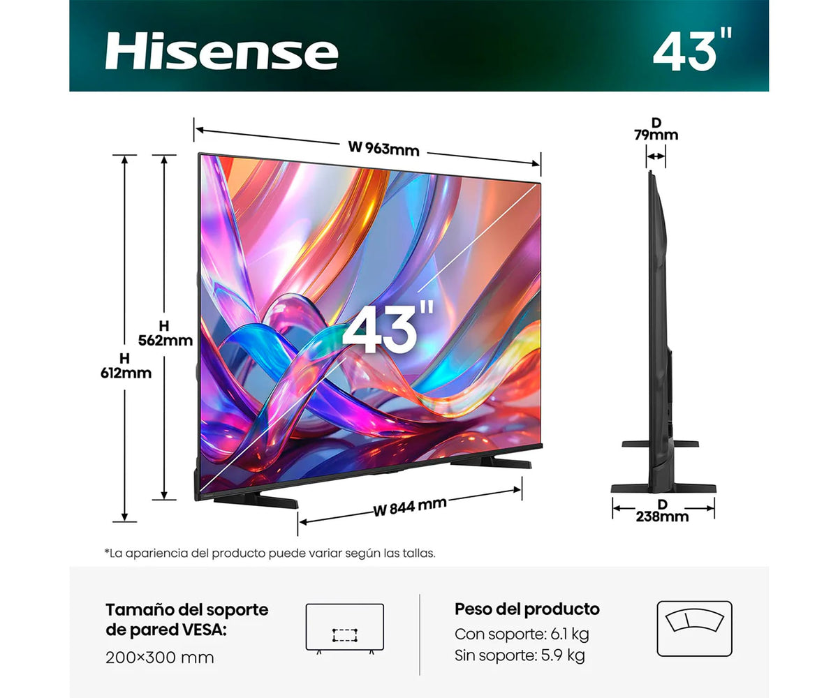 HISENSE 43Q7S / TELEVISOR SMART TV 43'' UHD 4K HDR - detalle