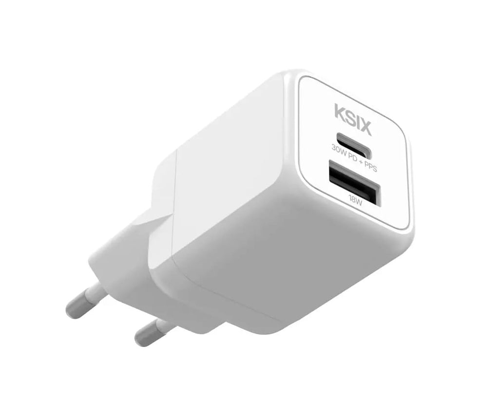 KSIX BCD30GANACB BLANCO / CARGADOR DE RED ELÉCTRICA 30W / 1 X USB-C + 1 X USB-A - detalle