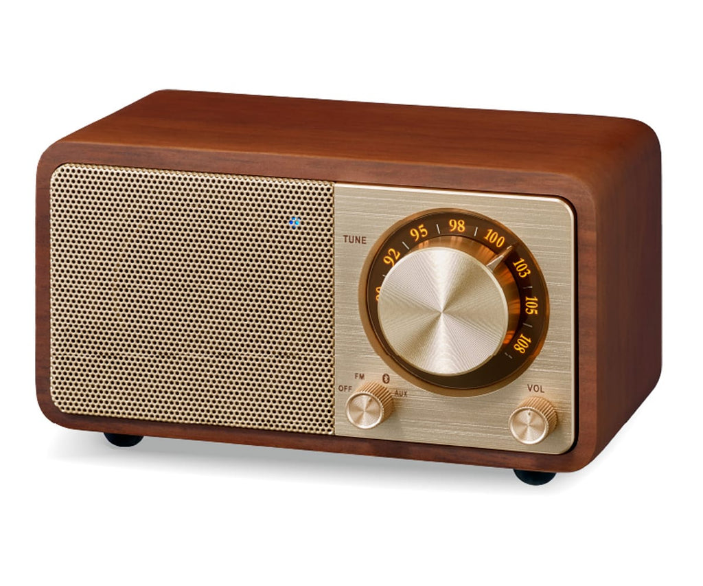 SANGEAN WR-7 PLUS NOGAL VINTAGE / RADIO CON MUEBLE DE MADERA FM / BLUETOOTH / AUX - detalle