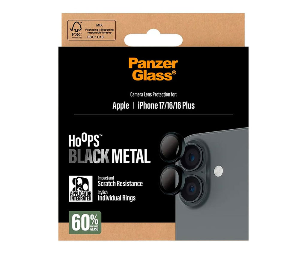 PANZERGLASS PROTECTOR DE LENTE⁣ NEGRO / APPLE IPHONE 17 / IPHONE 16 / IPHONE 16 PLUS - detalle