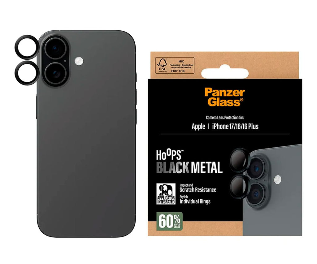 PANZERGLASS PROTECTOR DE LENTE⁣ NEGRO / APPLE IPHONE 17 / IPHONE 16 / IPHONE 16 PLUS - detalle