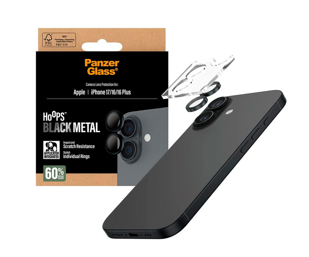 PANZERGLASS PROTECTOR DE LENTE⁣ NEGRO / APPLE IPHONE 17 / IPHONE 16 / IPHONE 16 PLUS - detalle