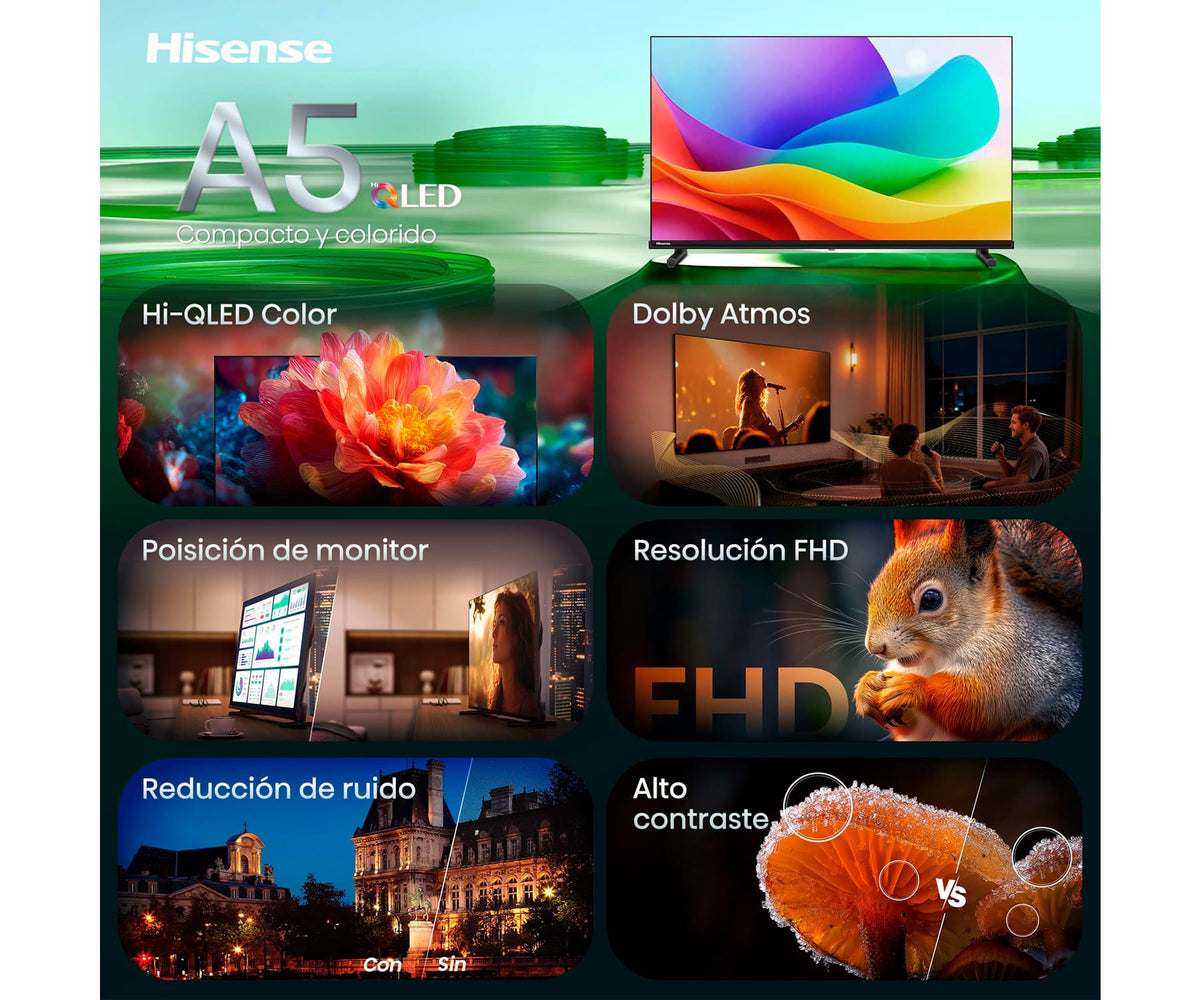 HISENSE 40A5S / TELEVISOR SMART TV 40" QLED FULL HD - detalle
