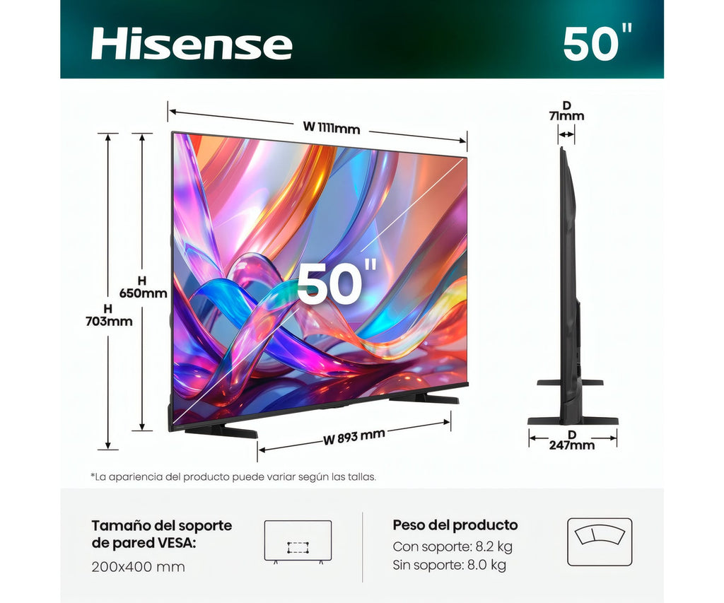HISENSE 50Q7S / TELEVISOR SMART TV 50'' UHD 4K HDR - detalle