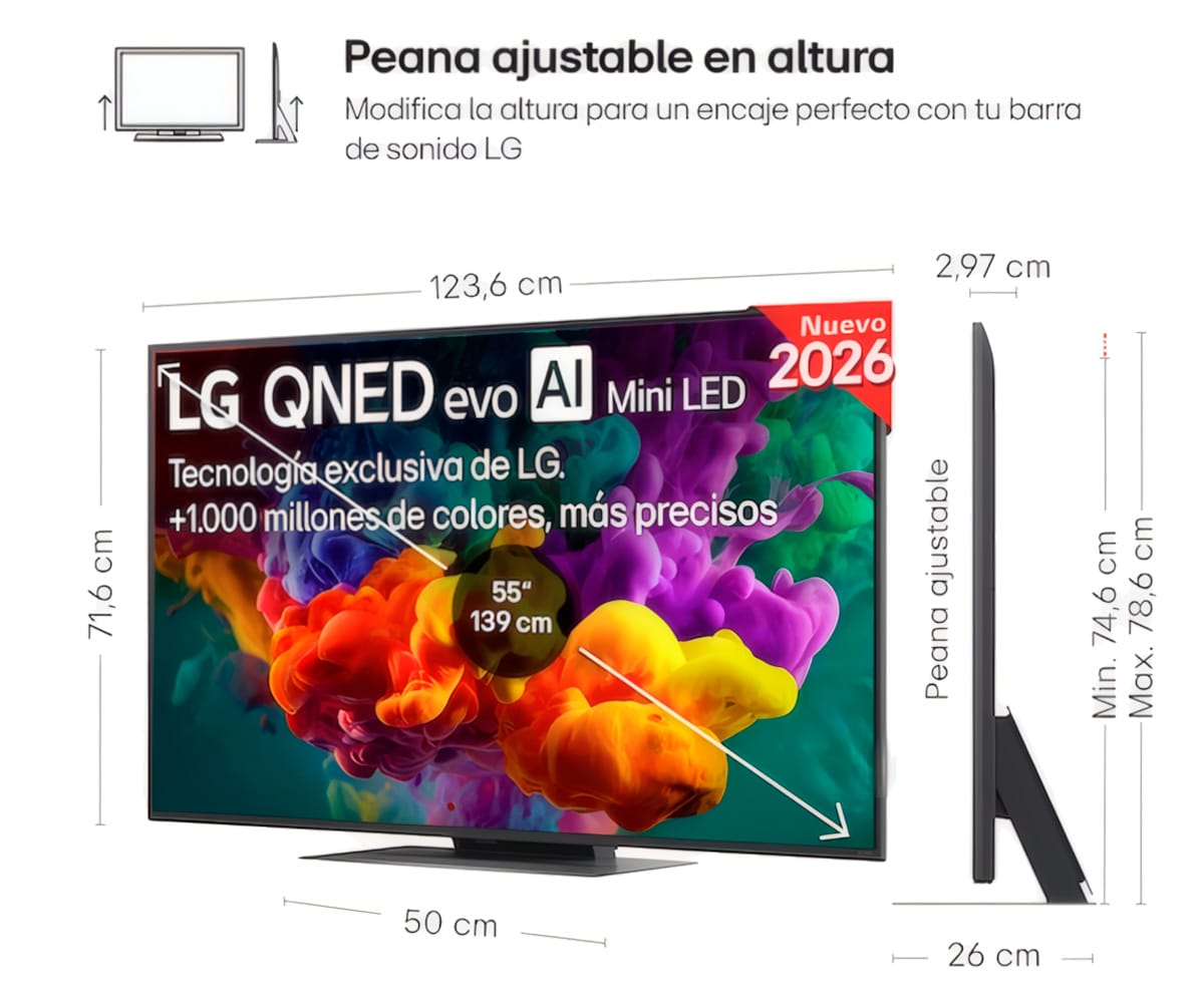 LG QNED EVO MINILED AI QNED86 / TELEVISOR SMART TV 55" QNED 4K UHD - detalle