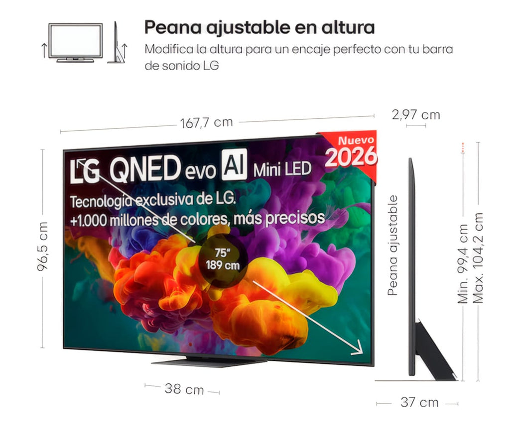 LG QNED EVO MINILED AI QNED86 / TELEVISOR SMART TV 75" QNED 4K UHD - detalle