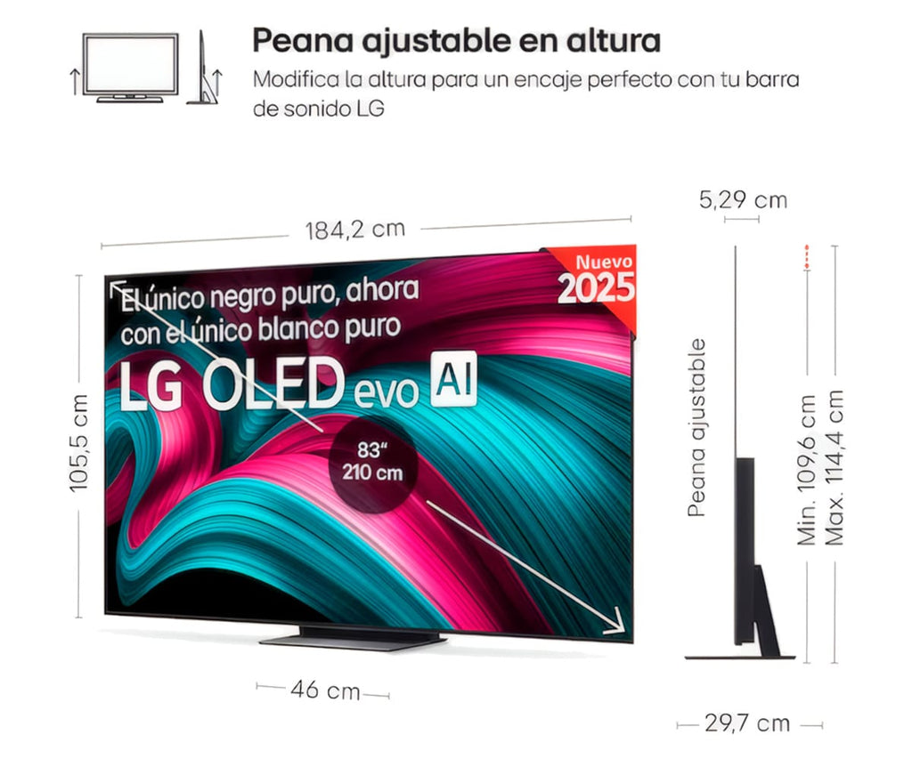 LG OLED EVO AI C5 / TELEVISOR SMART TV 83" OLED / 120HZ (VRR 144HZ) / UHD 4K HDR - detalle
