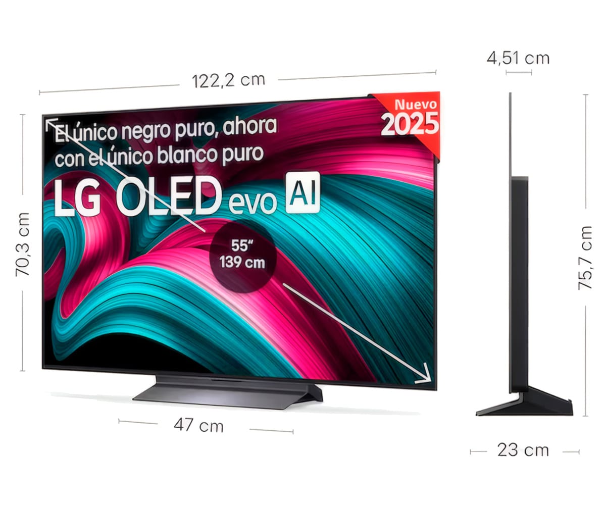 LG OLED EVO AI C5 / TELEVISOR SMART TV 55" OLED / 120HZ (VRR 144HZ) / UHD 4K HDR - detalle