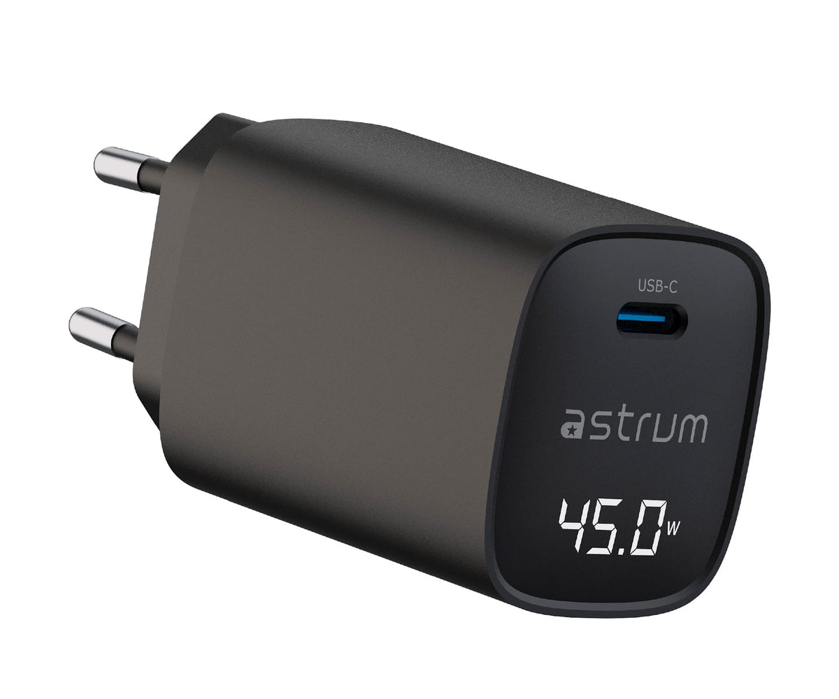 ASTRUM WATZ45L NEGRO / ADAPTADOR DE CORRIENTE CON PANTALLA LED INTEGRADA / 45W / USB-C - detalle