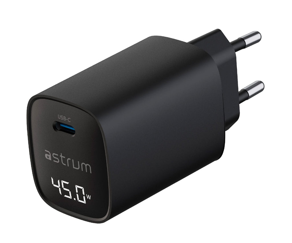 ASTRUM WATZ45L NEGRO / ADAPTADOR DE CORRIENTE CON PANTALLA LED INTEGRADA / 45W / USB-C - detalle