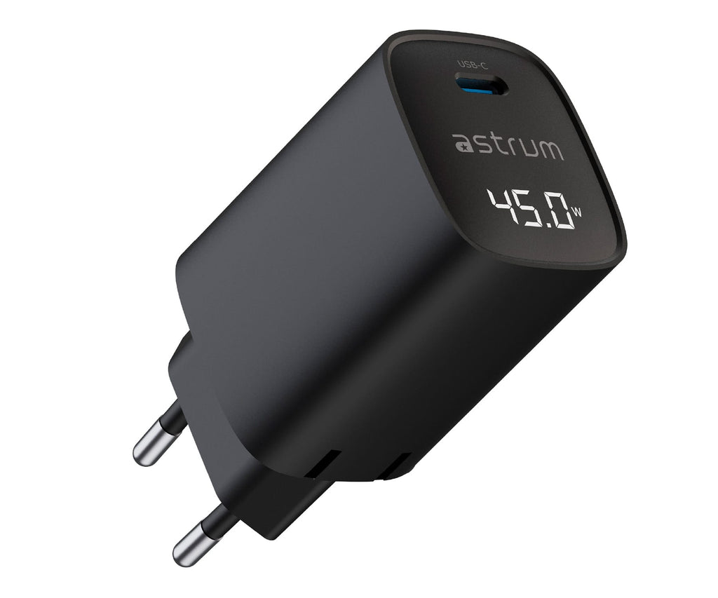 ASTRUM WATZ45L NEGRO / ADAPTADOR DE CORRIENTE CON PANTALLA LED INTEGRADA / 45W / USB-C - detalle