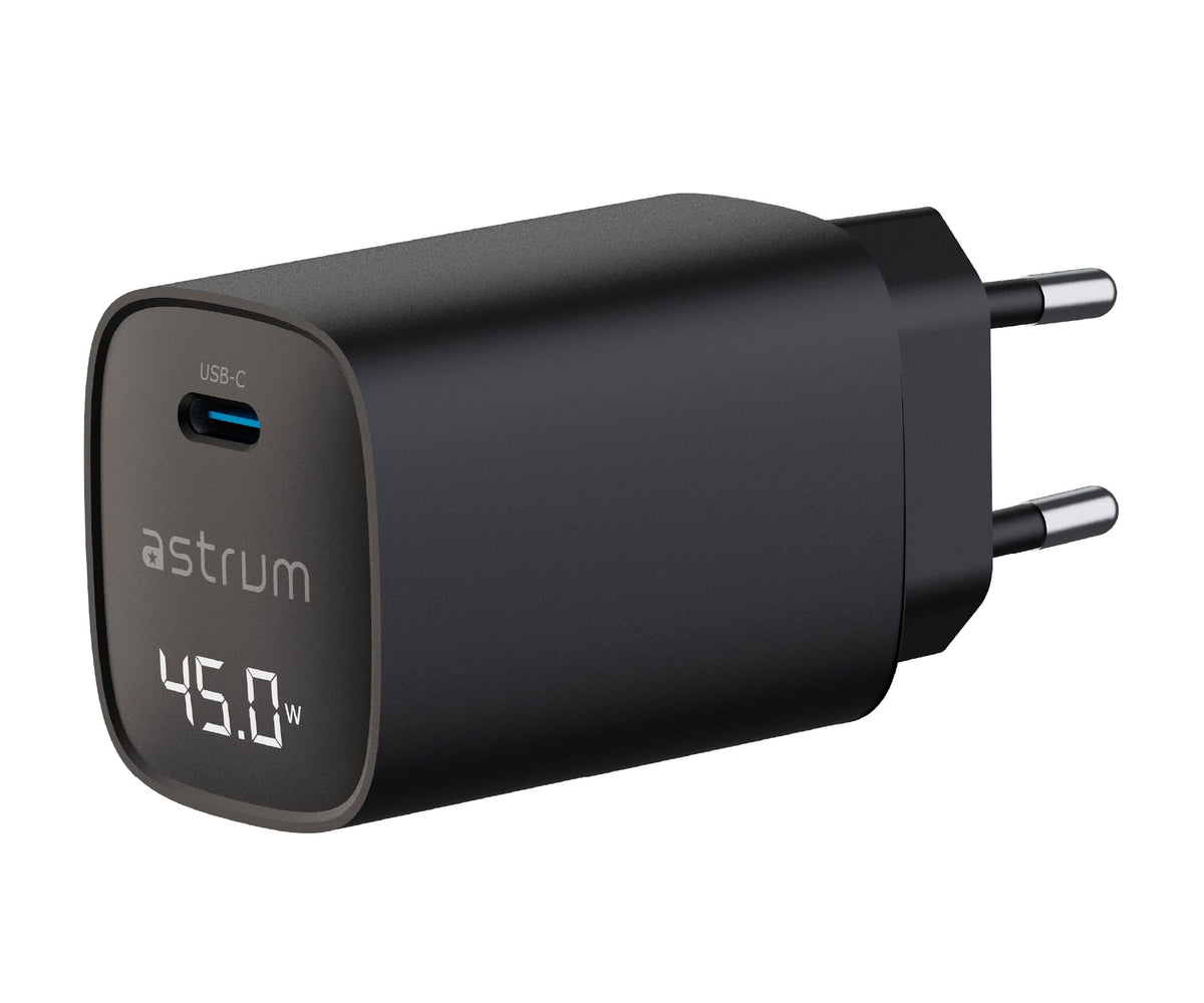 ASTRUM WATZ45L NEGRO / ADAPTADOR DE CORRIENTE CON PANTALLA LED INTEGRADA / 45W / USB-C - detalle