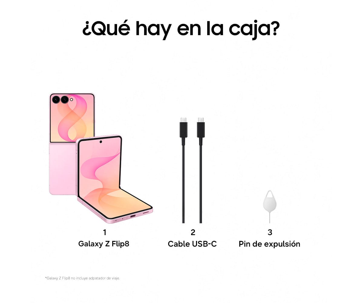 SAMSUNG GALAXY Z FLIP8 5G ROSA / 12 + 256 GB / 6.9'' DYNAMIC AMOLED 2X 120HZ FHD+ - detalle