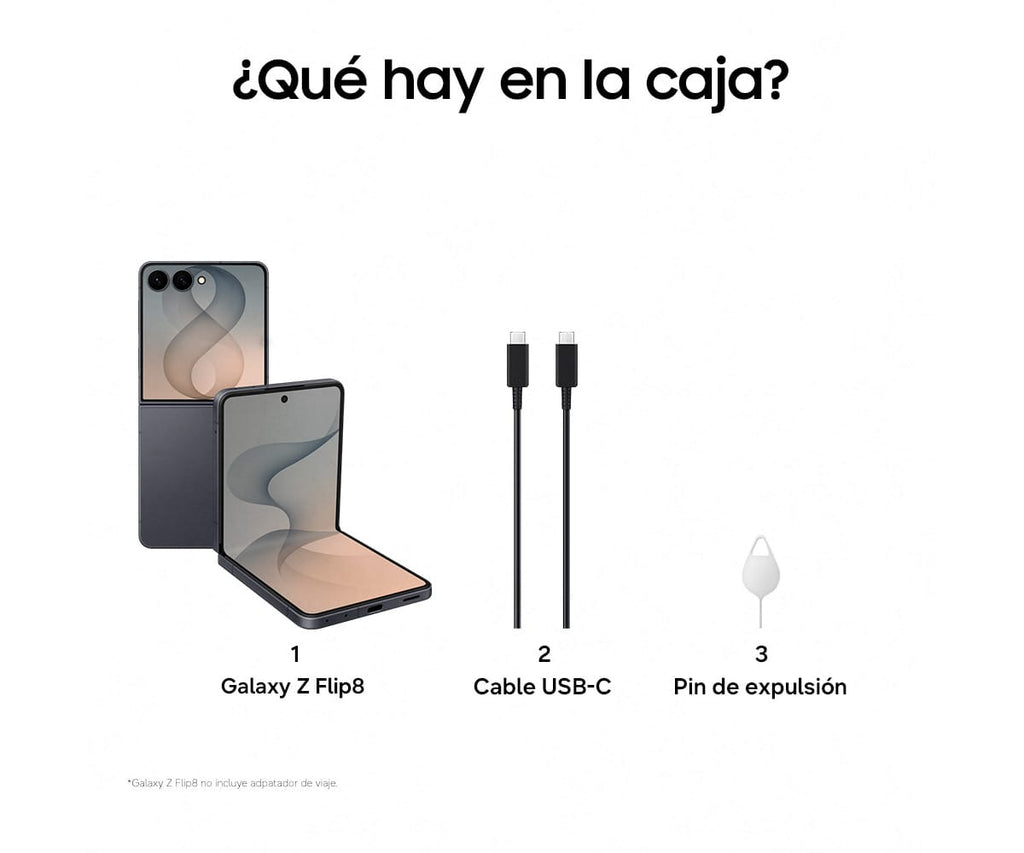SAMSUNG GALAXY Z FLIP8 5G GRAFITO / 12 + 256 GB / 6.9'' DYNAMIC AMOLED 2X 120HZ FHD+ - detalle
