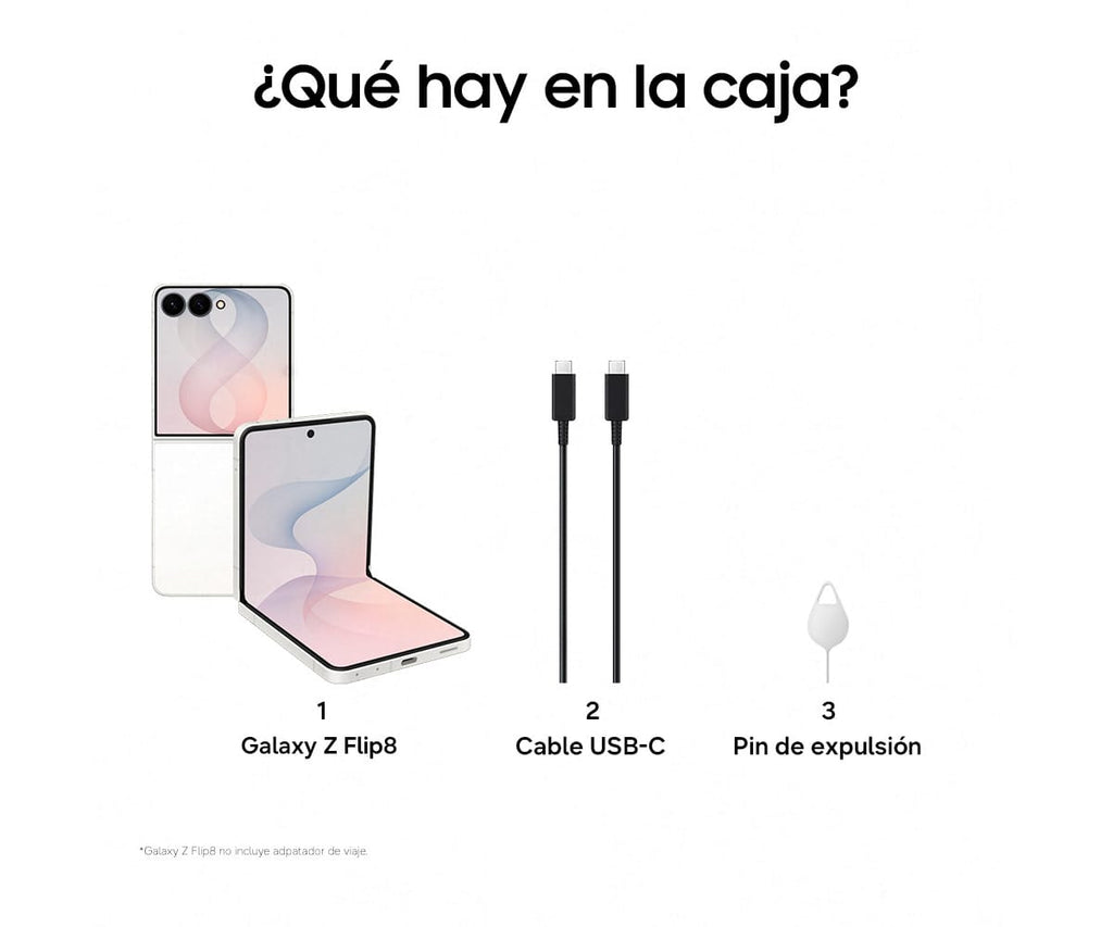 SAMSUNG GALAXY Z FLIP8 5G BLANCO / 12 + 256 GB / 6.9'' DYNAMIC AMOLED 2X 120HZ FHD+ - detalle